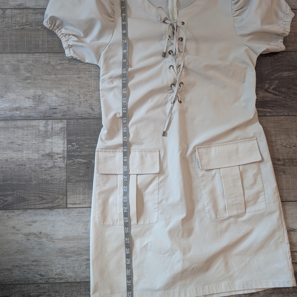 Ldt Cream Sheath Mini Dress with Puff Sleeves - Picture 11 of 11